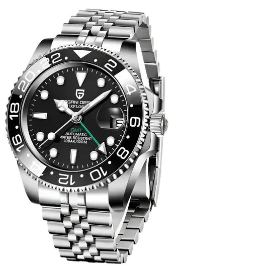 GMT ساعة تصميم بقاني مكانكية 40 ملم اسود - black